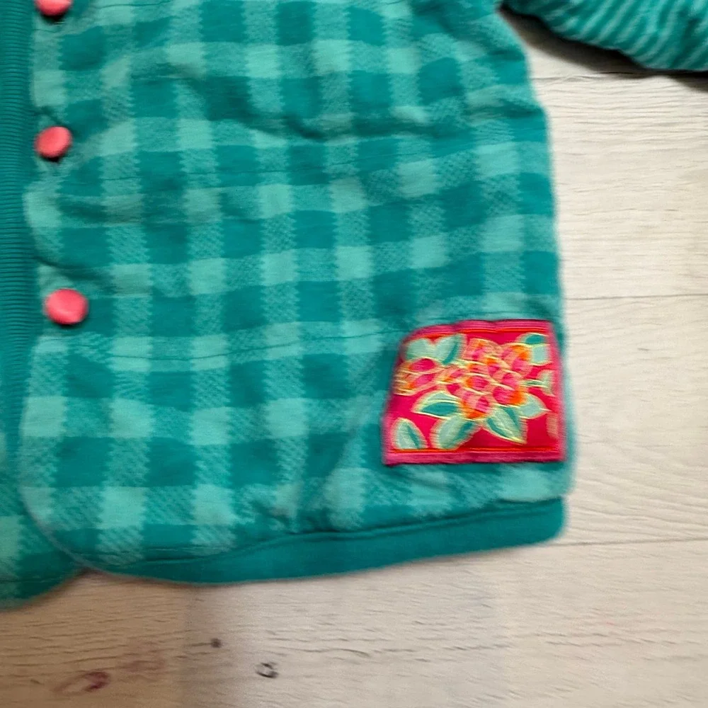 Vintage Gymboree‎ girls rainbow tag reversible sweater tulip teal blue